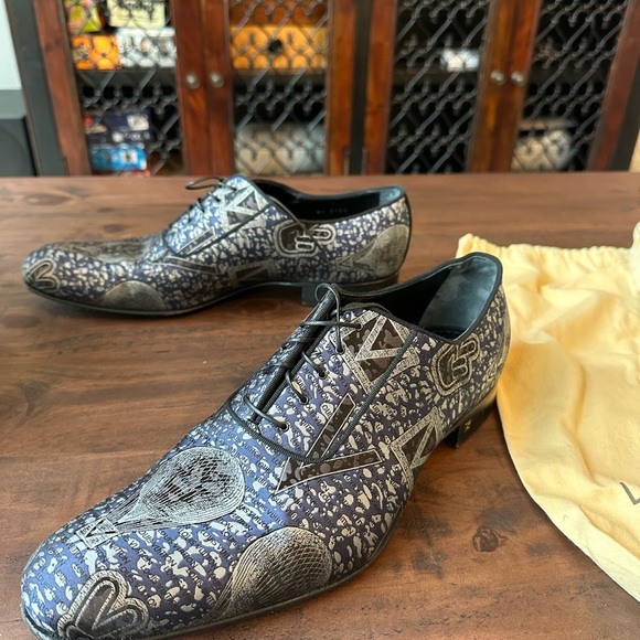 Louis Vuitton Blue Hot Air Balloon Embroidered Tuxedo Dress Shoes - Picture 5 of 8
